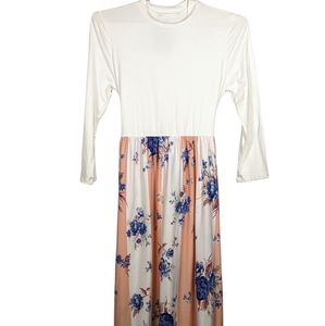 Floral Madi Dress Long Sleeve Pockets Knotted Skater Dress